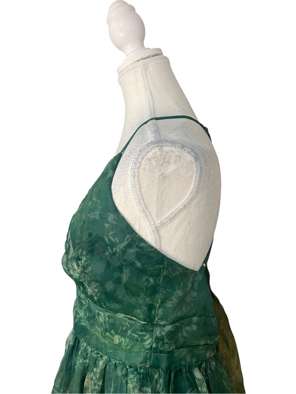 Lulus Romance That Wows V-Neck Organza Maxi Dress Green Floral Print - Picture 5 of 16